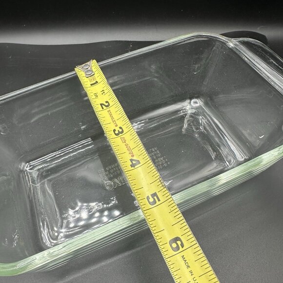 PYREX Heavy Clear Glass Loaf Pan 1 1/2 Quart Baking Dish Made in USA Vintage - Picture 11 of 14